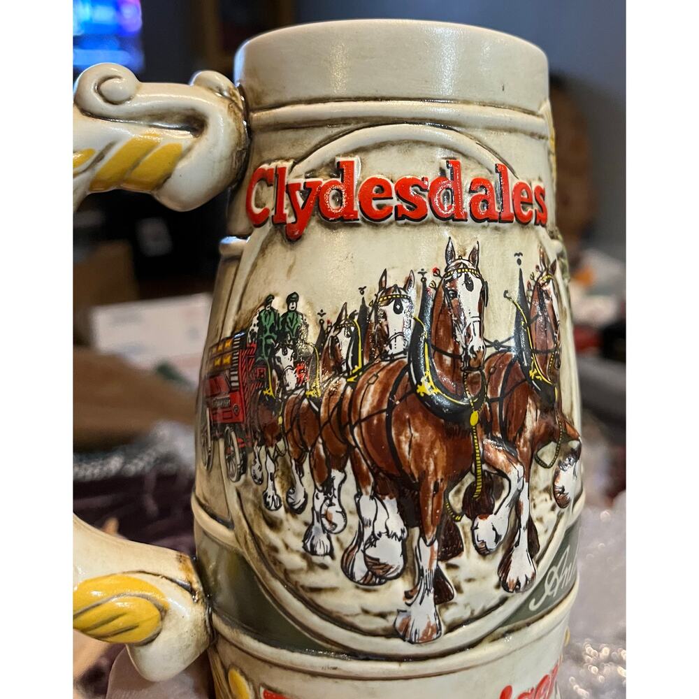 Vintage 1983 Budweiser Clydesdale Beer Stein Mug-Brazil with 2 imprinted/bottom